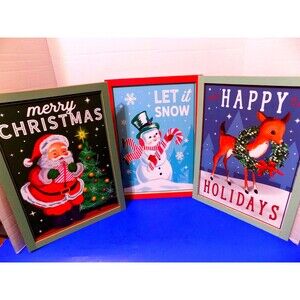 New Christmas Holiday Vintage Style Prints Wall Art Santa Snowman Rudolph